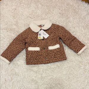 Calvin Klein Leopard Print Kids Jacket with Cream Accents